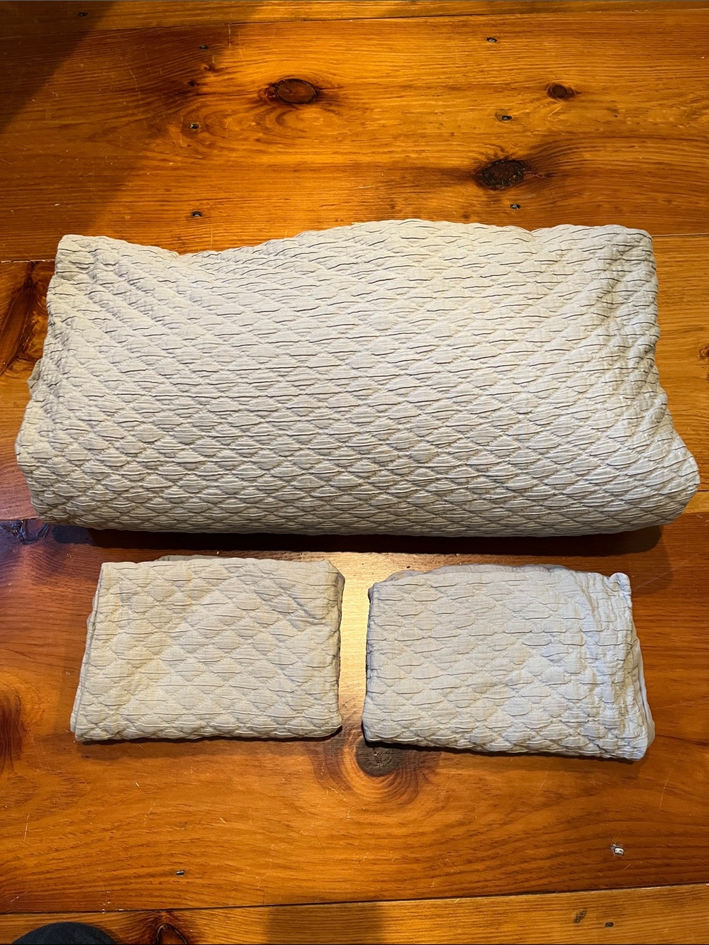 Set/3 WEST ELM *Full/Queen* Grey Gray Textured Organic Cotton Duvet Cover Shams